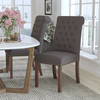 HERCULES Series Dark Gray Fabric Parsons Chair with Rolled Back, Accent Nail Trim and Walnut Finish