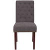 HERCULES Series Dark Gray Fabric Parsons Chair with Rolled Back, Accent Nail Trim and Walnut Finish