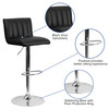 Genevieve Contemporary Black Vinyl Adjustable Height Barstool with Vertical Stitch Back/Seat and Chrome Base