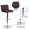 Contemporary Brown Vinyl Adjustable Height Barstool with Vertical Stitch Back/Seat and Chrome Base