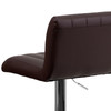 Contemporary Brown Vinyl Adjustable Height Barstool with Vertical Stitch Back/Seat and Chrome Base