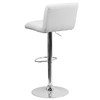 Genevieve Contemporary White Vinyl Adjustable Height Barstool with Vertical Stitch Back/Seat and Chrome Base