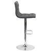 Sammie Contemporary Button Tufted Gray Vinyl Adjustable Height Barstool with Chrome Base