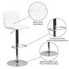 Sammie Contemporary Button Tufted White Vinyl Adjustable Height Barstool with Chrome Base