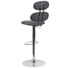 Contemporary Gray Vinyl Adjustable Height Barstool with Ellipse Back and Chrome Base