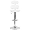 Dexter Contemporary White Vinyl Adjustable Height Barstool with Ellipse Back and Chrome Base