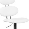 Dexter Contemporary White Vinyl Adjustable Height Barstool with Ellipse Back and Chrome Base