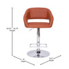 Erik Contemporary Cognac Vinyl Adjustable Height Barstool with Rounded Mid-Back and Chrome Base