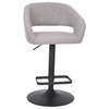 Erik Contemporary Gray Fabric Adjustable Height Barstool with Rounded Mid-Back and Black Base