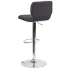 Jeremy Contemporary Charcoal Fabric Adjustable Height Barstool with Vertical Stitch Back and Chrome Base