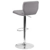 Jeremy Contemporary Gray Fabric Adjustable Height Barstool with Vertical Stitch Back and Chrome Base