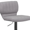 Jeremy Contemporary Gray Fabric Adjustable Height Barstool with Vertical Stitch Back and Chrome Base