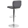 Jeremy Contemporary Gray Vinyl Adjustable Height Barstool with Vertical Stitch Back and Chrome Base