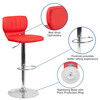 Jeremy Contemporary Red Vinyl Adjustable Height Barstool with Vertical Stitch Back and Chrome Base