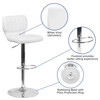 Jeremy Contemporary White Vinyl Adjustable Height Barstool with Vertical Stitch Back and Chrome Base