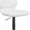 Jeremy Contemporary White Vinyl Adjustable Height Barstool with Vertical Stitch Back and Chrome Base