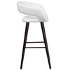 Brynn Series 29'' High Contemporary Cappuccino Wood Barstool in White Vinyl