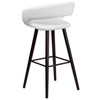 Brynn Series 29'' High Contemporary Cappuccino Wood Barstool in White Vinyl