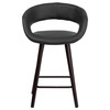 Brynn Series 23.75'' High Contemporary Cappuccino Wood Counter Height Stool in Black Vinyl