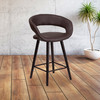 Brynn Series 23.75'' High Contemporary Cappuccino Wood Counter Height Stool in Brown Vinyl