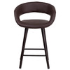 Brynn Series 23.75'' High Contemporary Cappuccino Wood Counter Height Stool in Brown Vinyl