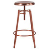 Toledo Industrial Style Barstool with Swivel Lift Adjustable Height Seat in Rose Gold Finish