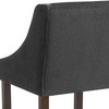 Carmel Series 24" High Transitional Walnut Counter Height Stool with Accent Nail Trim in Charcoal Fabric