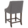 Carmel Series 24" High Transitional Walnut Counter Height Stool with Accent Nail Trim in Dark Gray Fabric