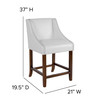 Carmel Series 24" High Transitional Walnut Counter Height Stool with Nail Trim in White LeatherSoft