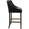 Carmel Series 30" High Transitional Walnut Barstool with Accent Nail Trim in Black LeatherSoft