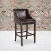 Carmel Series 30" High Transitional Walnut Barstool with Accent Nail Trim in Brown LeatherSoft