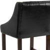 Carmel Series 24" High Transitional Tufted Walnut Counter Height Stool with Accent Nail Trim in Black LeatherSoft