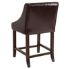 Carmel Series 24" High Transitional Tufted Walnut Counter Height Stool with Accent Nail Trim in Brown LeatherSoft