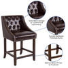 Carmel Series 24" High Transitional Tufted Walnut Counter Height Stool with Accent Nail Trim in Brown LeatherSoft