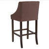 Carmel Series 30" High Transitional Tufted Walnut Barstool with Accent Nail Trim in Brown Fabric