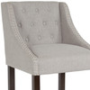 Carmel Series 30" High Transitional Tufted Walnut Barstool with Accent Nail Trim in Light Gray Fabric