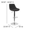 Elijah Contemporary Black Fabric Adjustable Height Barstool with Chrome Base