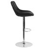 Contemporary Black Vinyl Adjustable Height Barstool with Chrome Base