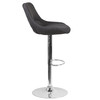 Contemporary Dark Gray Fabric Adjustable Height Barstool with Chrome Base