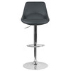 Contemporary Gray Vinyl Adjustable Height Barstool with Chrome Base