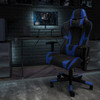 X20 Gaming Chair Racing Office Ergonomic Computer PC Adjustable Swivel Chair with Reclining Back in Blue LeatherSoft