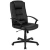 Biscayne Flash Fundamentals High Back Black LeatherSoft-Padded Task Office Chair with Arms, BIFMA Certified