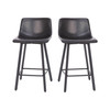 Caleb Modern Armless 24 Inch Counter Height Stools Commercial Grade with Footrests in Black LeatherSoft and Black Matte Metal Frames, Set of 2