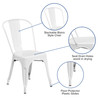 Perry Commercial Grade White Metal Indoor-Outdoor Stackable Chair