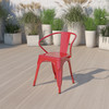 Luna Commercial Grade Red Metal Indoor-Outdoor Chair with Arms