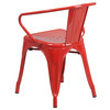 Luna Commercial Grade Red Metal Indoor-Outdoor Chair with Arms