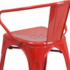 Luna Commercial Grade Red Metal Indoor-Outdoor Chair with Arms