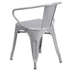 Luna Commercial Grade Silver Metal Indoor-Outdoor Chair with Arms