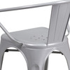 Luna Commercial Grade Silver Metal Indoor-Outdoor Chair with Arms