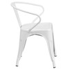 Luna Commercial Grade White Metal Indoor-Outdoor Chair with Arms